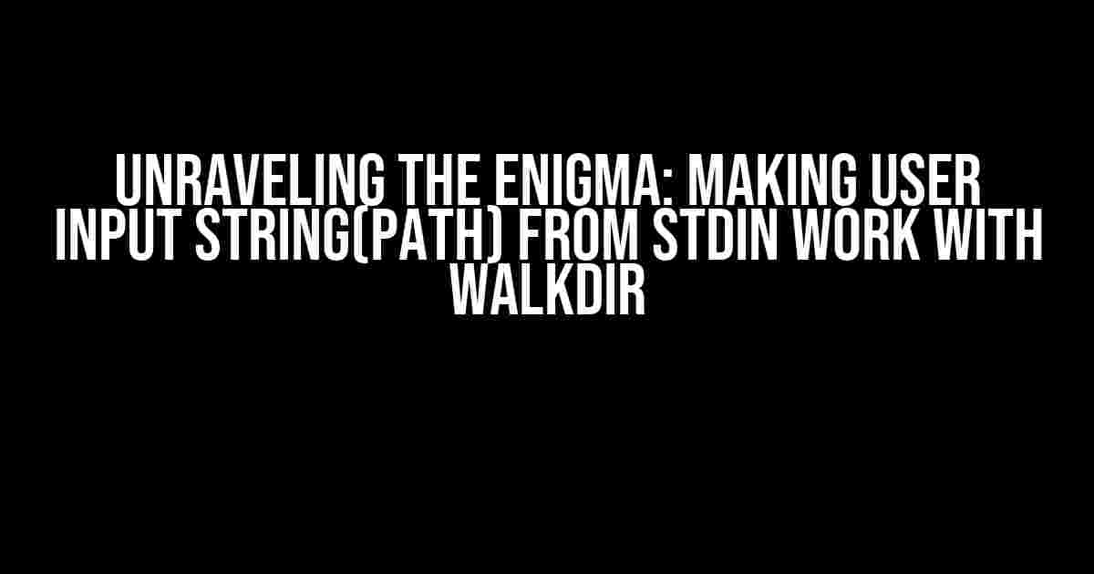 Unraveling the Enigma: Making User Input String(Path) from STDIN Work with WalkDir